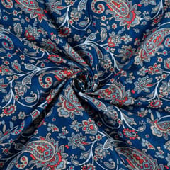 Blue Color Pashmina Printed Fabric