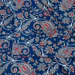 Blue Color Pashmina Printed Fabric