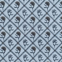 Grey Color Raw Silk Digital Printed Fabric