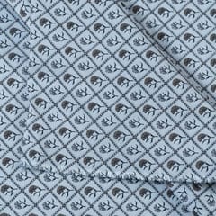 Grey Color Raw Silk Digital Printed Fabric