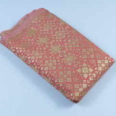 Peach Color Chanderi Jacquard fabric