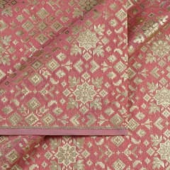 Peach Color Chanderi Jacquard fabric