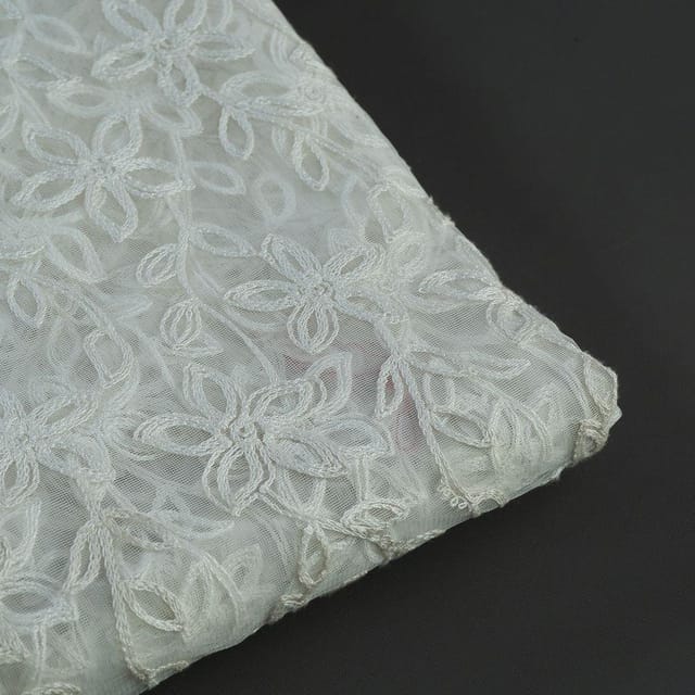 Dyeable Net Thread Embroidered Fabric