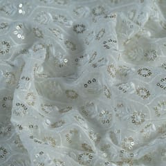 Dyeable Georgette Thread and Sequins Embroidered Fabric