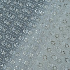 Dyeable Georgette Thread and Sequins Embroidered Fabric