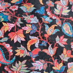 Black Color Velvet Digital Printed Fabric