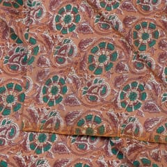 Rust Color Modal Chanderi Foil Printed Fabric