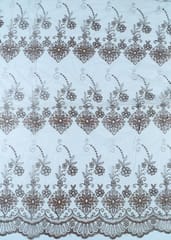 White Dyeable Net Embroidered Fabric