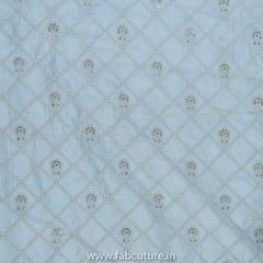 White Dyeable Chanderi Embroidered Fabric