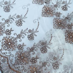 White Dyeable Net Embroidered Fabric