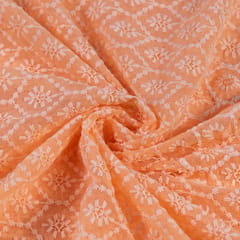 Peach Color Georgette Embroidery(70cm Cut Piece)