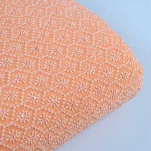 Peach Color Georgette Embroidery(70cm Cut Piece)