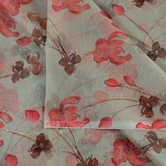 Green Color Foil Organza Printed Fabric