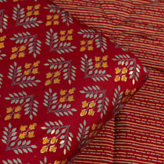 Maroon Color Modal Chanderi Print Set