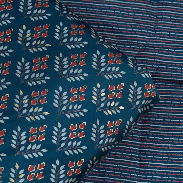 Blue Color Modal Chanderi Print Set