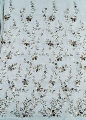 Dyeable Multi Color Georgette Sequins Embroidered Fabric