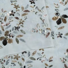 Dyeable Multi Color Georgette Sequins Embroidered Fabric