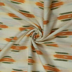 Cream with Orange Ikat Fabric