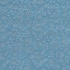 Powder Blue Color Georgette Thread and Sequins Embroidered Fabric