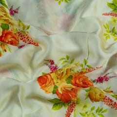 Lemon Color Modal Satin Printed Fabric