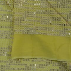 Yellow Color Georgette Thread and Sequins Embroidered Fabric(2.60 Meter Piece)