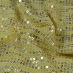 Yellow Color Georgette Thread and Sequins Embroidered Fabric(2.60 Meter Piece)