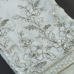 Dyeable Georgette Thread and Foil Embroidered Fabric