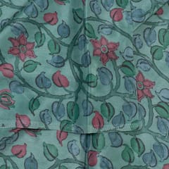 Green Color Crepe Printed Fabric