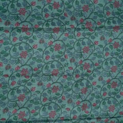 Green Color Crepe Printed Fabric