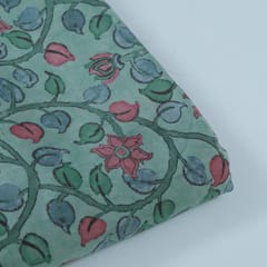 Green Color Crepe Printed Fabric