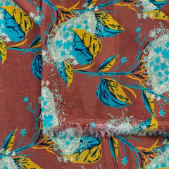 Rust Color Habutai Silk Printed Fabric