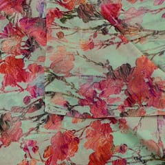 Mint Green Color Chinon Chiffon Printed Fabric