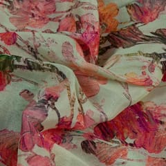 Mint Green Color Chinon Chiffon Printed Fabric