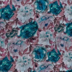 Grey Color Pure Chinon Chiffon Digital Printed Fabric