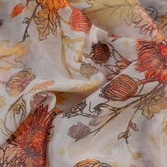 Cream Color Pure Chinon Chiffon Digital Printed Fabric