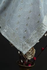 White Dyeable Chinon Chiffon Embroidered Dupatta