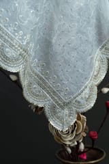 Dyeable Chinon Chiffon Scalped Embroidered Dupatta