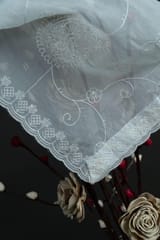 Dyeable Viscose Organza Scalped Sequins and Thread Embroidered Dupatta