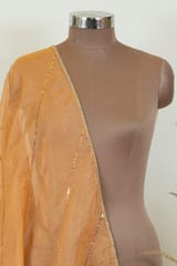 Peach Color Crush Art Tissue Silk Hand Embroidered Dupatta