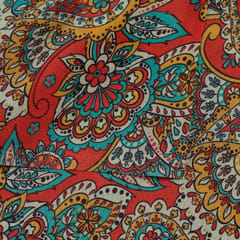 Red Color Crepe Digital Printed Fabric