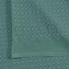 Green Color Georgette Chikan Embroidered Fabric