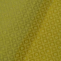 Yellow Color Georgette Chikan Embroidered Fabric