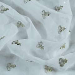 Dyeable Georgette Zari and Sequins Embroidered Fabric