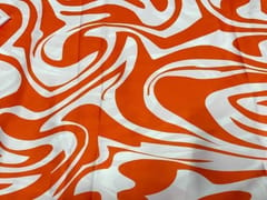 Armani Satin Lycra Orange White Abstract