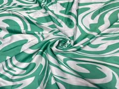 Armani Satin Lycra Green White Abstract