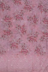 Pink color Muslin Embridery with print