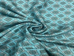 Printed Corduroy Turquoise Blue Geometric