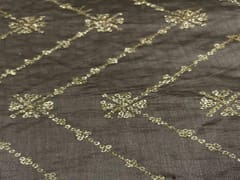 Pure Chanderi Embroidered Silk Grey Chevron