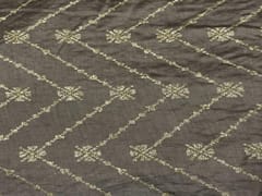 Pure Chanderi Embroidered Silk Grey Chevron