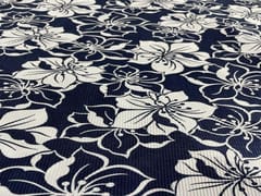 Printed Pleated Lycra Navy Blue White Floral